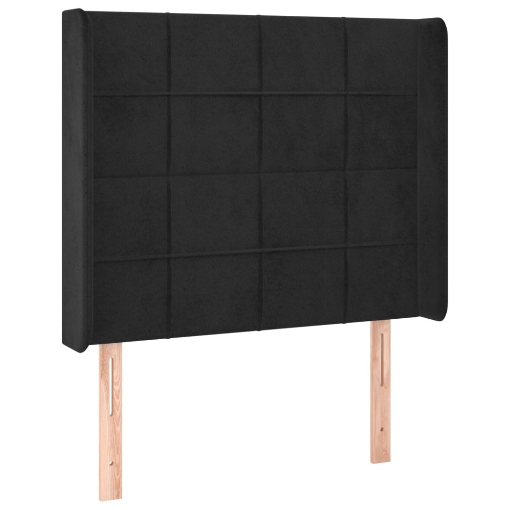 vidaXL Tăblie de pat cu aripioare, negru, 103x16x118/128 cm, catifea