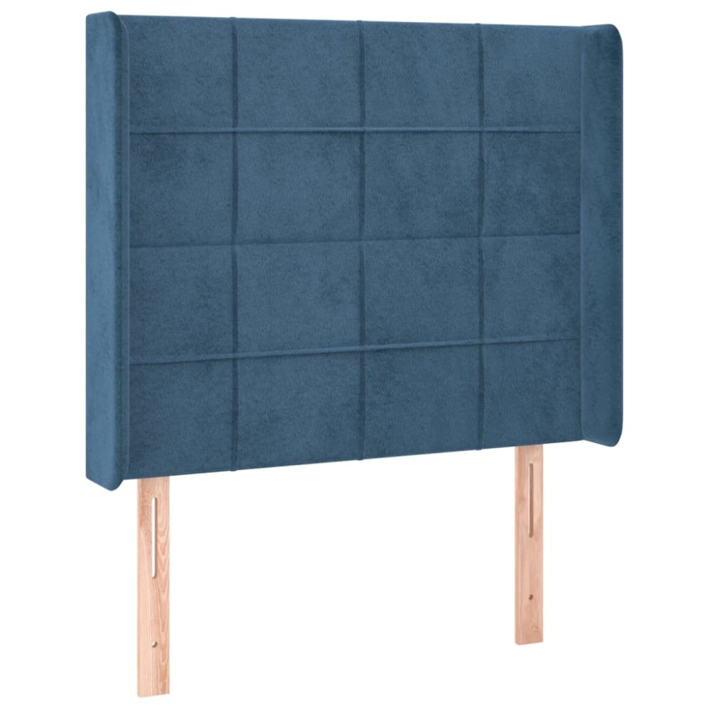vidaXL Tăblie pat cu urechi albastru închis 103x16x118/128 cm catifea