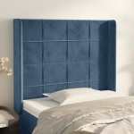 vidaXL Tăblie pat cu urechi albastru închis 103x16x118/128 cm catifea vidaXL Tăblie pat cu urechi albastru închis 103x16x118/128 cm catifea