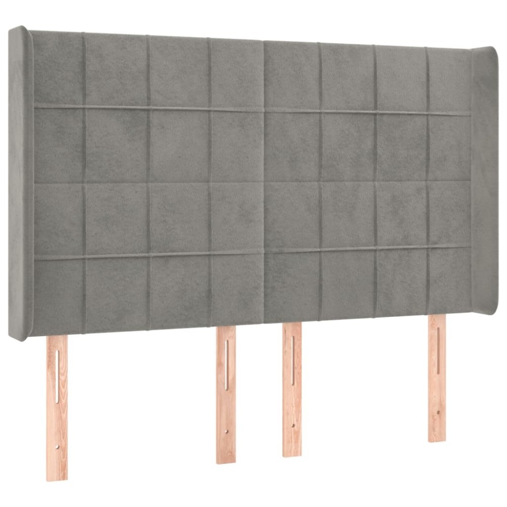 vidaXL Tăblie de pat cu aripioare gri deschis 147x16x118/128cm catifea