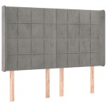 vidaXL Tăblie de pat cu aripioare gri deschis 147x16x118/128cm catifea vidaXL Tăblie de pat cu aripioare gri deschis 147x16x118/128cm catifea
