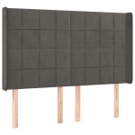 vidaXL Tăblie de pat cu aripioare gri închis 147x16x118/128 cm catifea