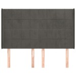 vidaXL Tăblie de pat cu aripioare gri închis 147x16x118/128 cm catifea
