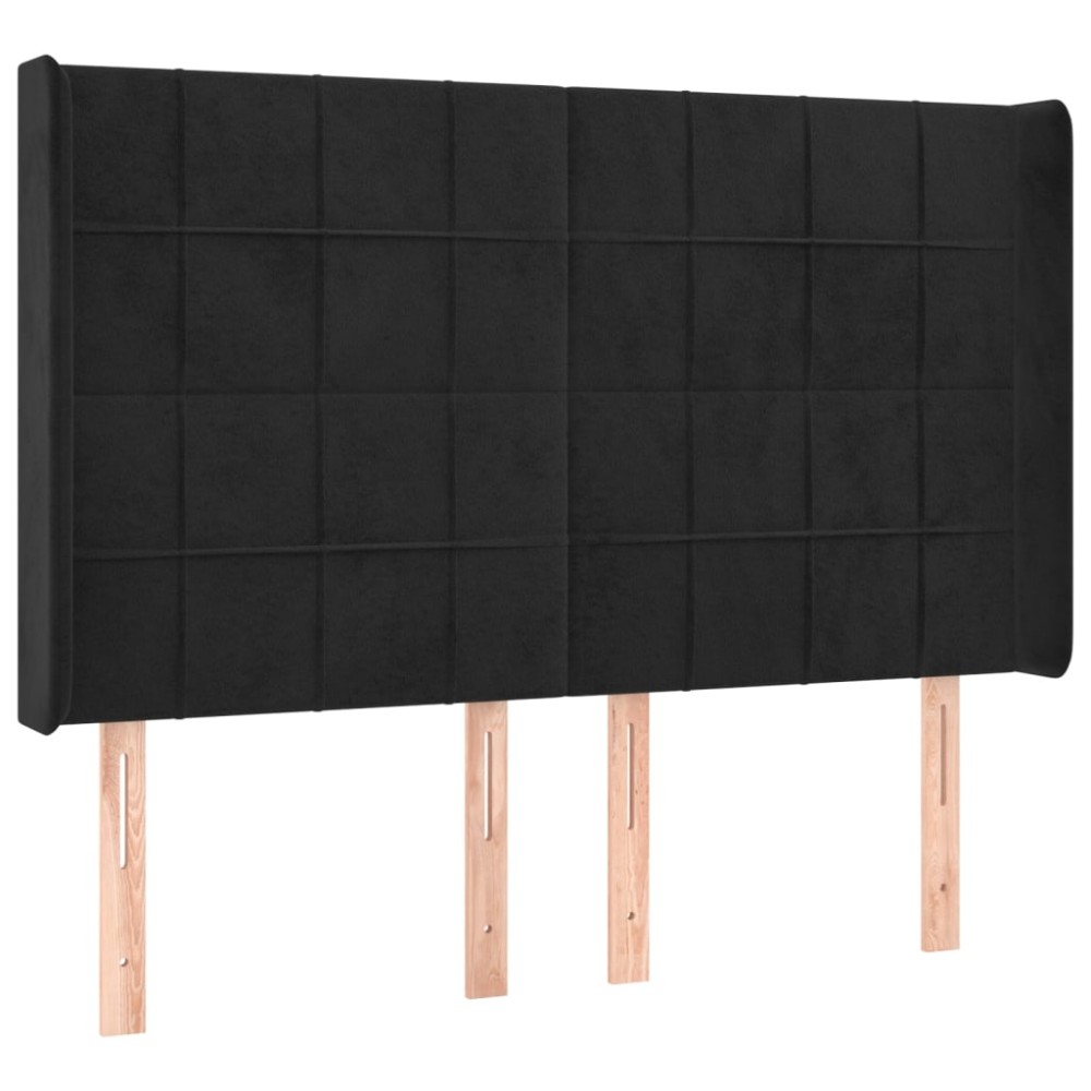 vidaXL Tăblie de pat cu aripioare, negru, 147x16x118/128 cm, catifea