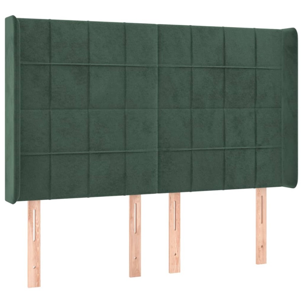 vidaXL Tăblie pat cu aripioare verde închis 147x16x118/128 cm catifea