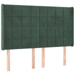 vidaXL Tăblie pat cu aripioare verde închis 147x16x118/128 cm catifea vidaXL Tăblie pat cu aripioare verde închis 147x16x118/128 cm catifea