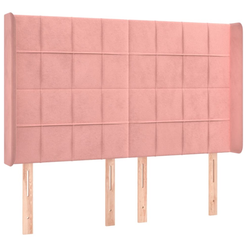 vidaXL Tăblie de pat cu aripioare, roz, 147x16x118/128 cm, catifea