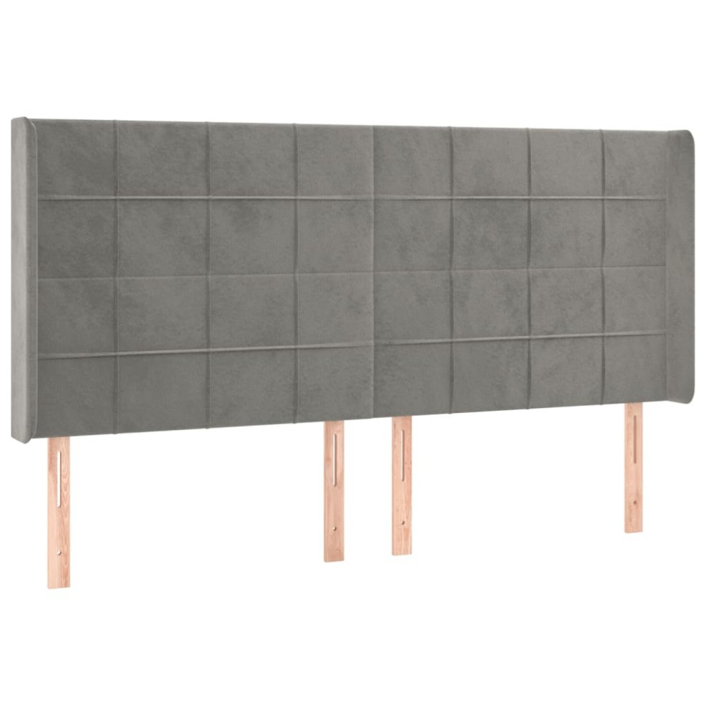 vidaXL Tăblie de pat cu aripioare gri deschis 163x16x118/128cm catifea