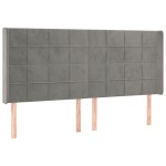 vidaXL Tăblie de pat cu aripioare gri deschis 163x16x118/128cm catifea