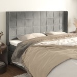 vidaXL Tăblie de pat cu aripioare gri deschis 163x16x118/128cm catifea