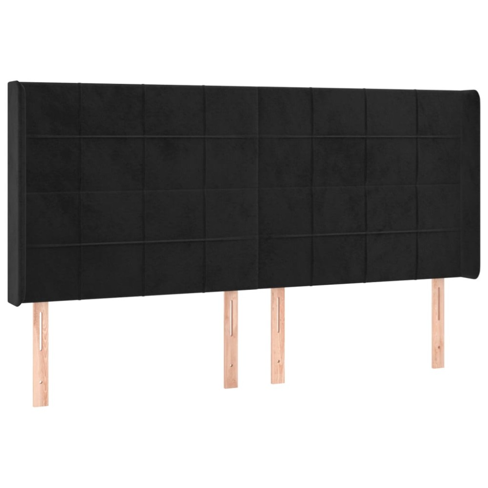 vidaXL Tăblie de pat cu aripioare, negru, 163x16x118/128 cm, catifea