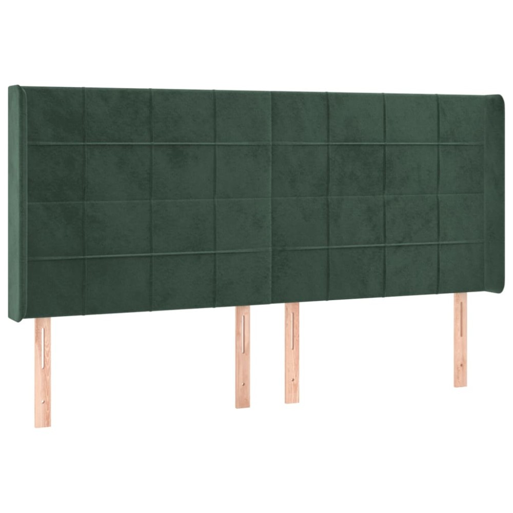 vidaXL Tăblie pat cu aripioare verde închis 163x16x118/128 cm catifea