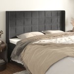 vidaXL Tăblie de pat cu aripioare gri închis 183x16x118/128 cm catifea vidaXL Tăblie de pat cu aripioare gri închis 183x16x118/128 cm catifea