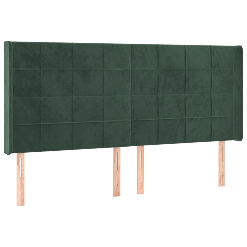 vidaXL Tăblie pat cu aripioare verde închis 183x16x118/128 cm catifea
