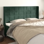 vidaXL Tăblie pat cu aripioare verde închis 183x16x118/128 cm catifea vidaXL Tăblie pat cu aripioare verde închis 183x16x118/128 cm catifea