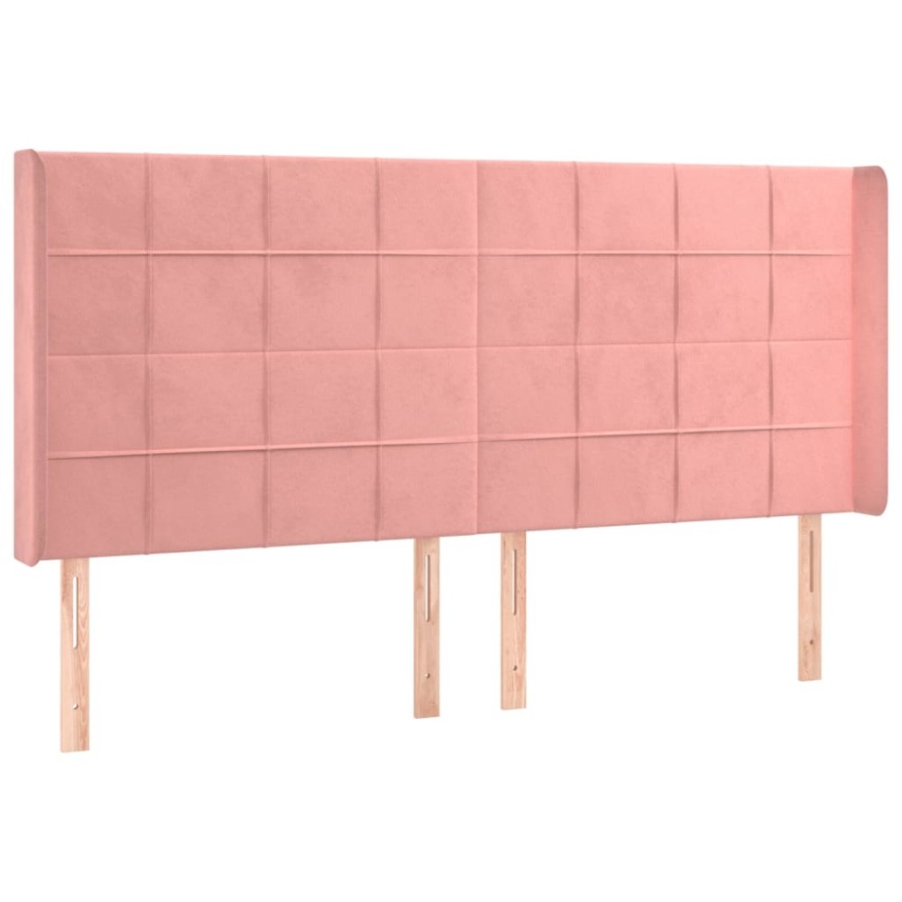 vidaXL Tăblie de pat cu aripioare, roz, 183x16x118/128 cm, catifea