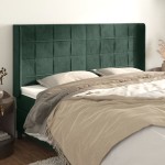 vidaXL Tăblie pat cu aripioare verde închis 203x16x118/128 cm catifea vidaXL Tăblie pat cu aripioare verde închis 203x16x118/128 cm catifea