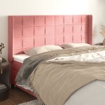 vidaXL Tăblie de pat cu aripioare, roz, 203x16x118/128 cm, catifea