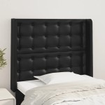 vidaXL Tăblie de pat cu aripioare, negru, 83x16x118/128 cm, piele eco vidaXL Tăblie de pat cu aripioare, negru, 83x16x118/128 cm, piele eco