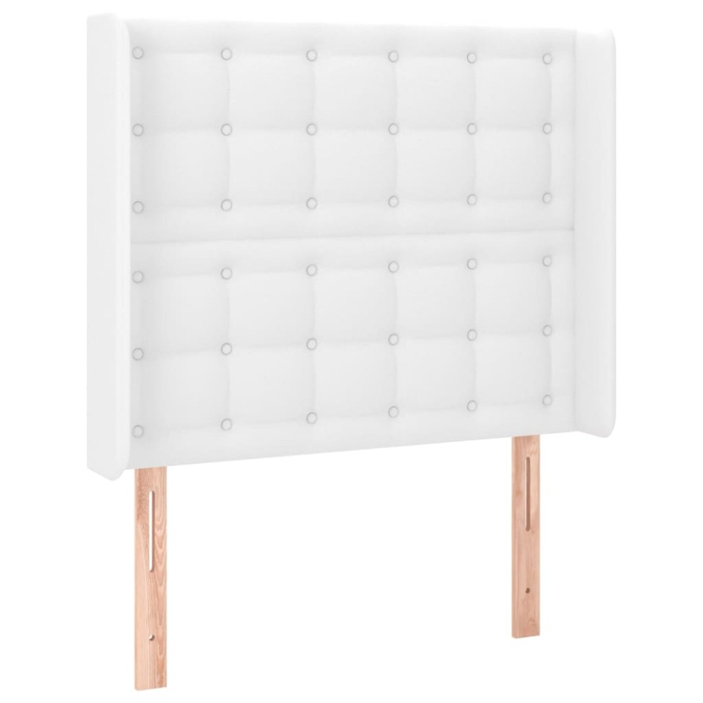 vidaXL Tăblie de pat cu aripioare, alb, 83x16x118/128 cm, piele eco