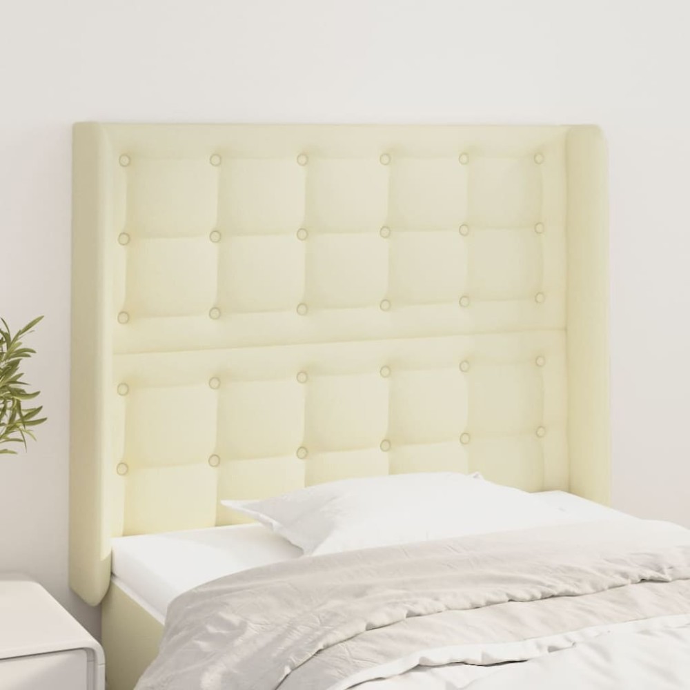 vidaXL Tăblie de pat cu aripioare, crem, 83x16x118/128 cm, piele eco