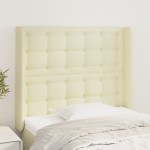 vidaXL Tăblie de pat cu aripioare, crem, 83x16x118/128 cm, piele eco