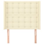 vidaXL Tăblie de pat cu aripioare, crem, 83x16x118/128 cm, piele eco
