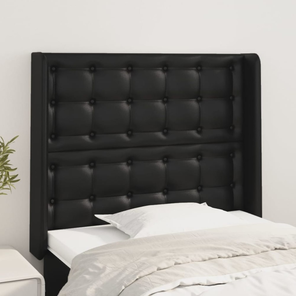 vidaXL Tăblie de pat cu aripioare, negru, 93x16x118/128 cm, piele eco