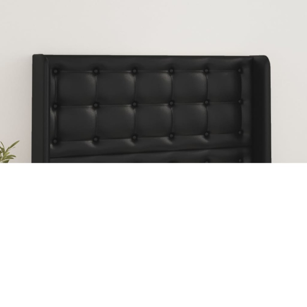 vidaXL Tăblie de pat cu aripioare, negru, 103x16x118/128 cm, piele eco