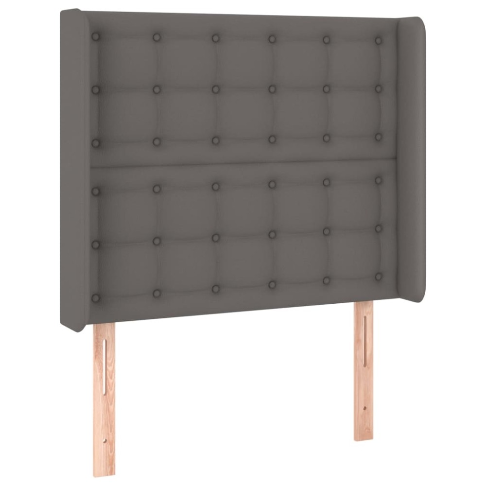 vidaXL Tăblie de pat cu aripioare gri 103x16x118/128 cm piele eco