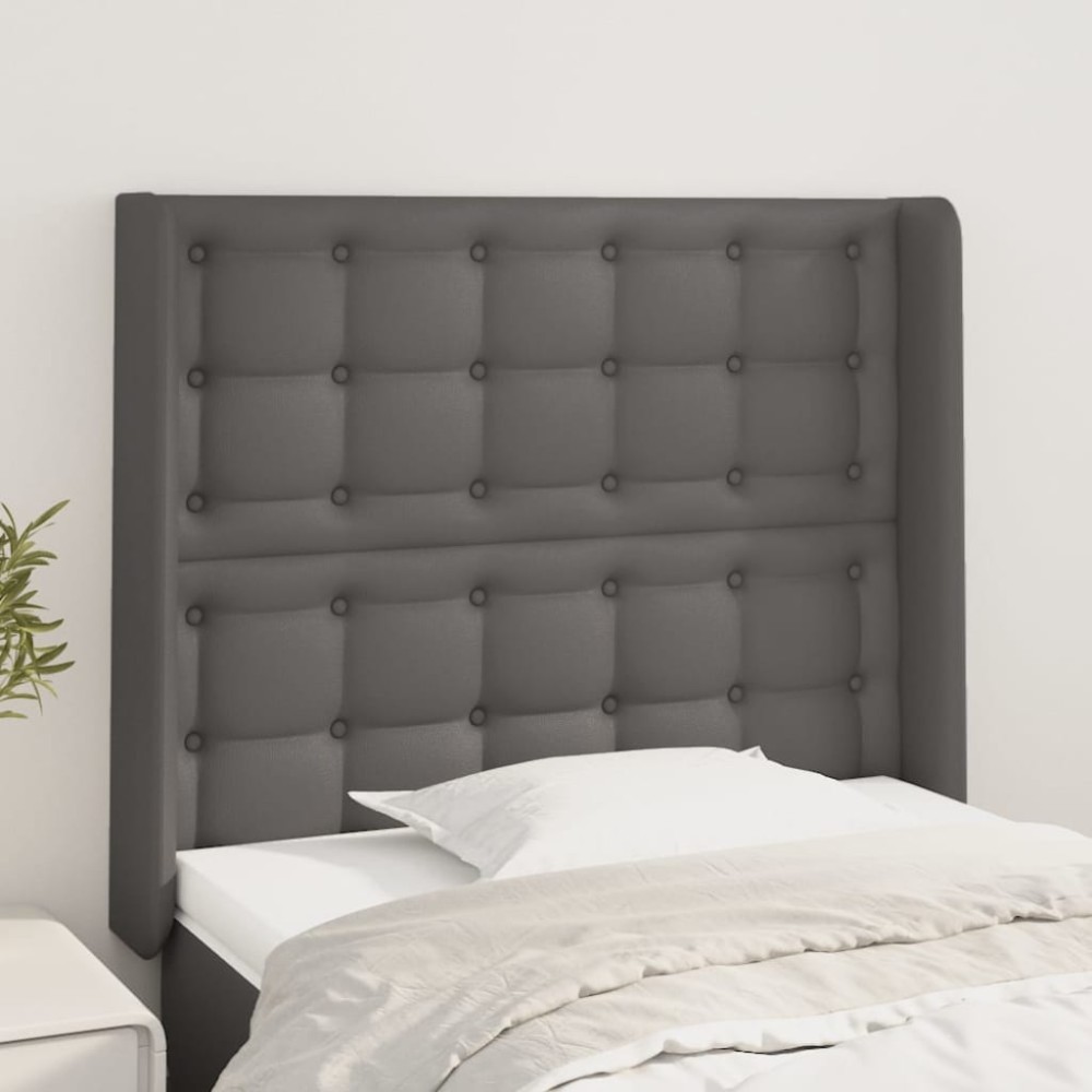 vidaXL Tăblie de pat cu aripioare gri 103x16x118/128 cm piele eco