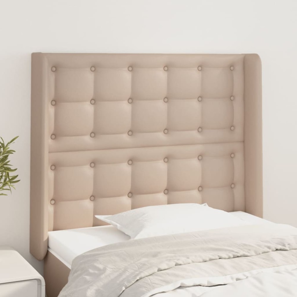 vidaXL Tăblie pat cu aripioare cappuccino 103x16x118/128 cm piele eco