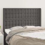 vidaXL Tăblie de pat cu aripioare gri 147x16x118/128 cm piele eco