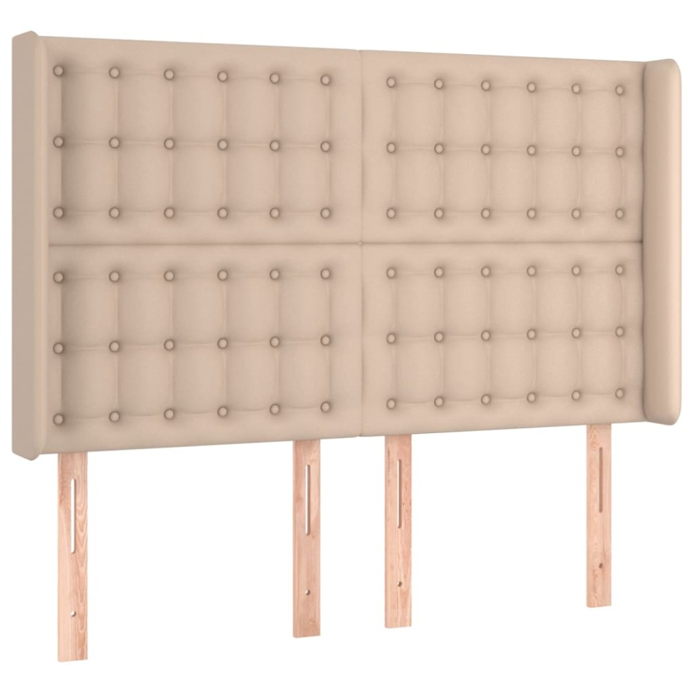 vidaXL Tăblie pat cu aripioare cappuccino 147x16x118/128 cm piele eco