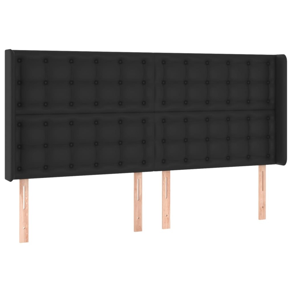 vidaXL Tăblie de pat cu aripioare, negru, 163x16x118/128 cm, piele eco