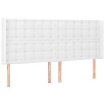 vidaXL Tăblie de pat cu aripioare, alb, 163x16x118/128 cm, piele eco vidaXL Tăblie de pat cu aripioare, alb, 163x16x118/128 cm, piele eco
