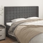 vidaXL Tăblie de pat cu aripioare gri 163x16x118/128 cm catifea