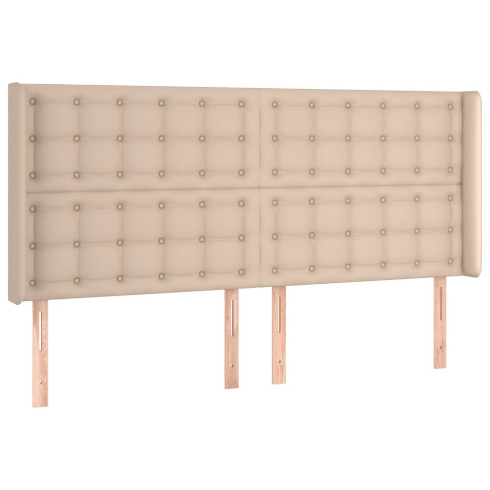 vidaXL Tăblie pat cu aripioare, cappuccino,183x16x118/128 cm piele eco