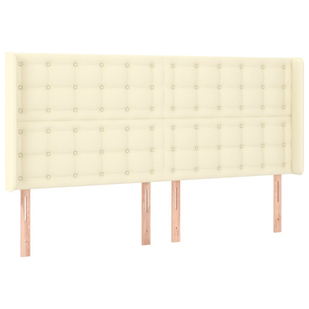 vidaXL Tăblie de pat cu aripioare, crem, 203x16x118/128 cm, piele eco