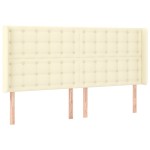 vidaXL Tăblie de pat cu aripioare, crem, 203x16x118/128 cm, piele eco