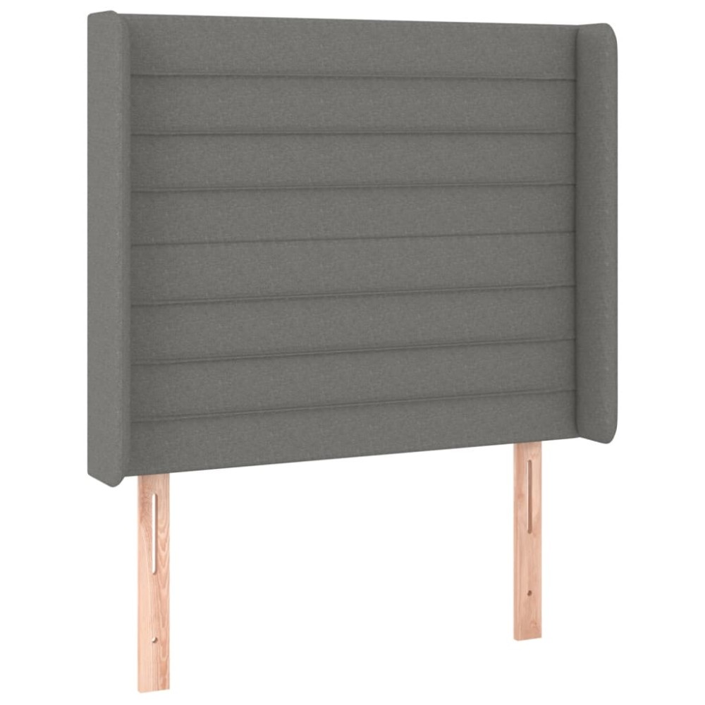 vidaXL Tăblie de pat cu aripioare gri închis 103x16x118/128 cm textil
