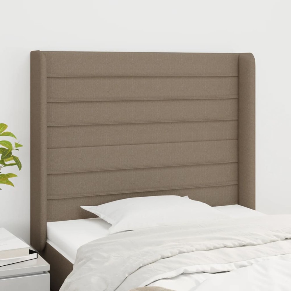 vidaXL Tăblie de pat cu aripioare gri taupe 103x16x118/128 cm textil