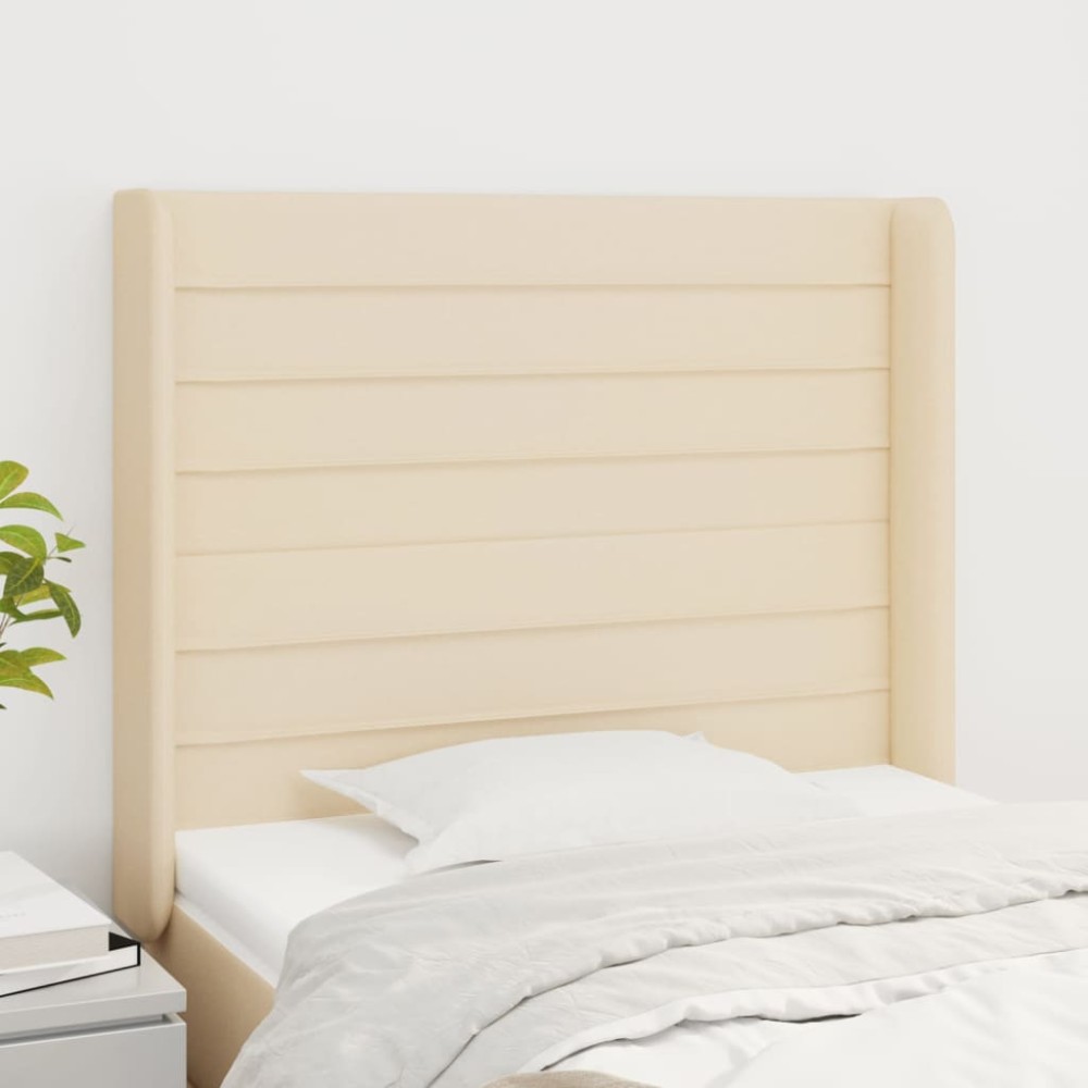 vidaXL Tăblie de pat cu aripioare, crem, 103x16x118/128 cm, textil