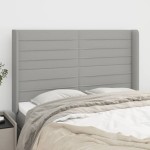 vidaXL Tăblie de pat cu aripioare gri deschis 147x16x118/128 cm textil vidaXL Tăblie de pat cu aripioare gri deschis 147x16x118/128 cm textil
