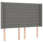 vidaXL Tăblie de pat cu aripioare gri închis 147x16x118/128 cm textil