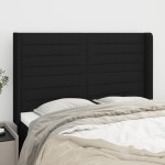 vidaXL Tăblie de pat cu aripioare, negru, 147x16x118/128 cm, textil