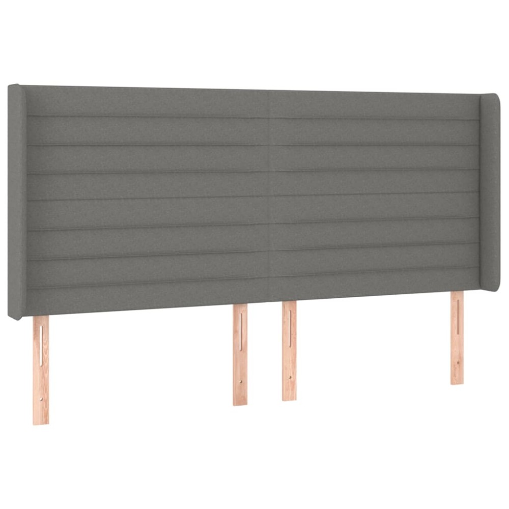 vidaXL Tăblie de pat cu aripioare gri închis 163x16x118/128 cm textil