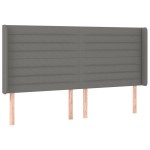 vidaXL Tăblie de pat cu aripioare gri închis 163x16x118/128 cm textil vidaXL Tăblie de pat cu aripioare gri închis 163x16x118/128 cm textil
