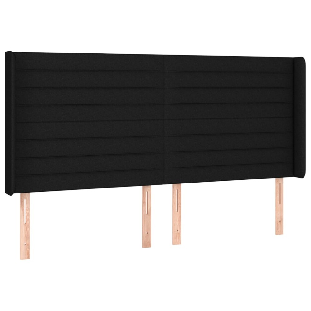 vidaXL Tăblie de pat cu aripioare, negru, 163x16x118/128 cm, textil