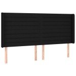 vidaXL Tăblie de pat cu aripioare, negru, 163x16x118/128 cm, textil